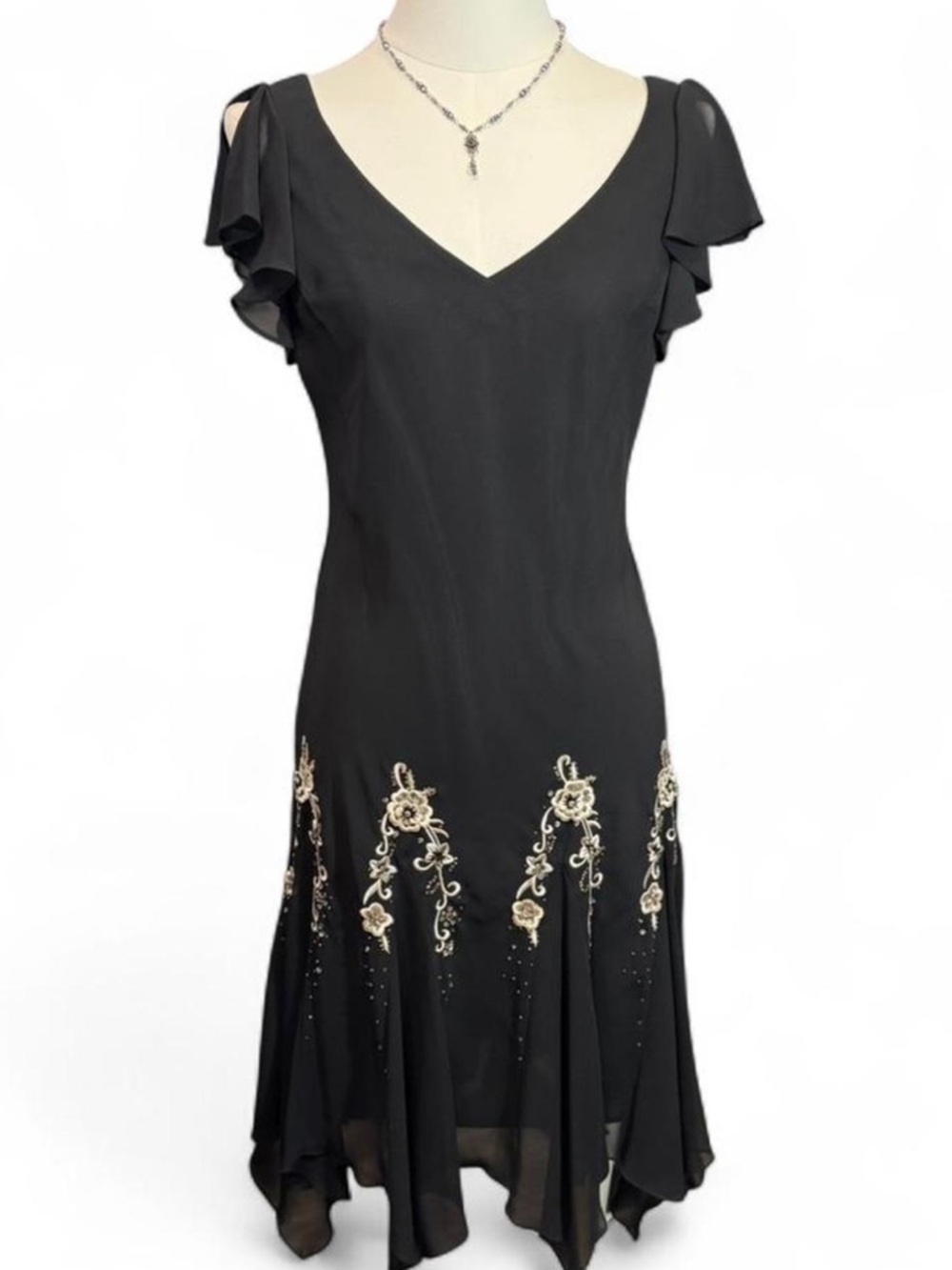 vintage black beaded handkerchief fairy prom dress 🖤